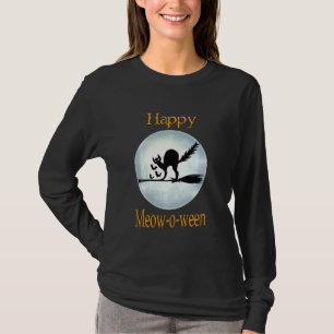 T-shirt Happy Meoween Funny sorcier Chat Broom Horreur M