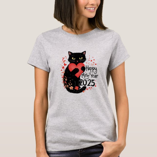 T-shirt happy mew years drôle chat heureux nouvelle année (Devant)