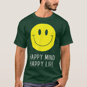 T-shirt Happy Mind Happy Life Jaune Sourire Motivation du 
