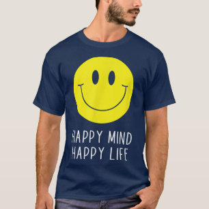 T-shirt Happy Mind Happy Life Jaune Sourire Motivation du
