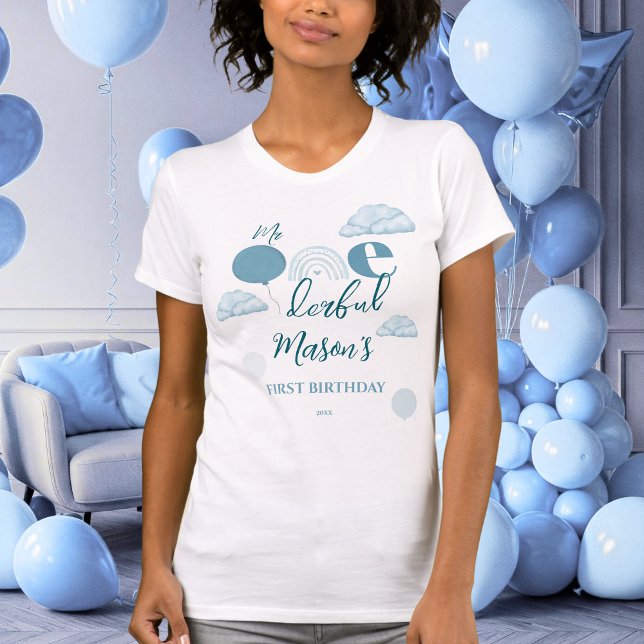 T-shirt Happy Mom Blue Mr Onederful Cloud First Birthday (Créateur téléchargé)