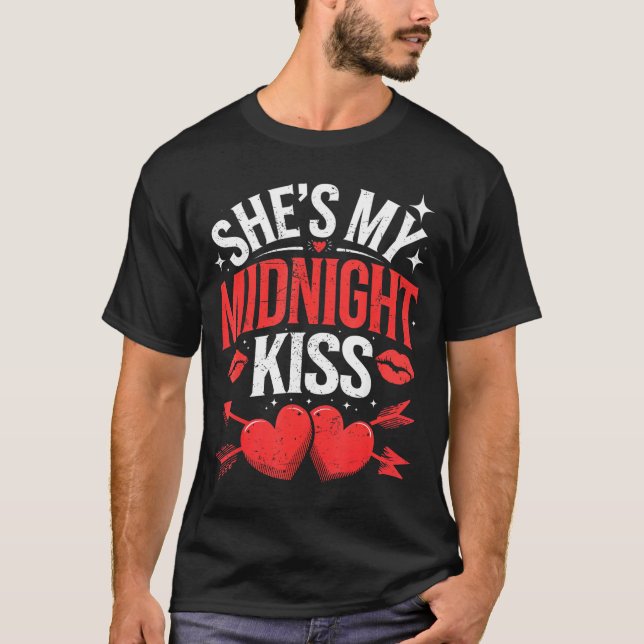 T-shirt Happy New Year Couples She's My Midnight Kiss Vale (Devant)