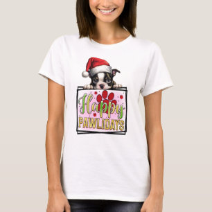 T-shirt Happy Pawlidays French Bulldog