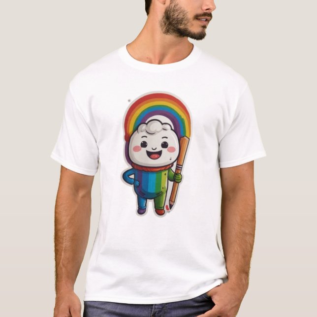 T-shirt Happy Pencil Sketing Rainbow (Devant)