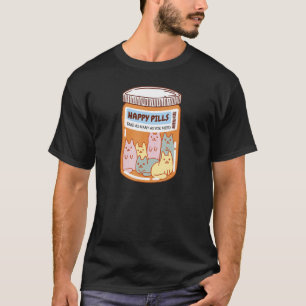 T-shirt Happy Pills Chat Mignonne Santé Mentale Chats