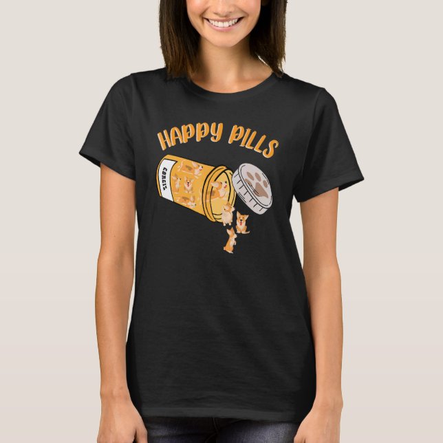 T-shirt Happy Pills Corgis Chien (Devant)