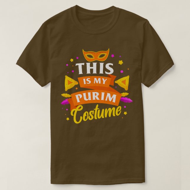 T-shirt Happy Purim Costume Idea Cute Mask Hébreu Juif H (Design devant)