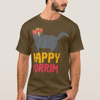 T-shirt Happy Purim Costume Idée drôle Chat Hébreu juif H