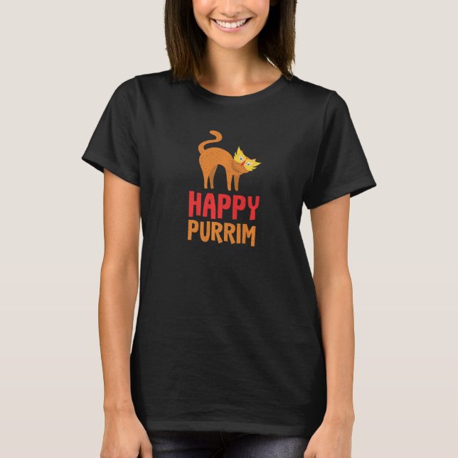 T-shirt Happy Purim Costume Idée drôle Chat Hébreu juif H (Devant)
