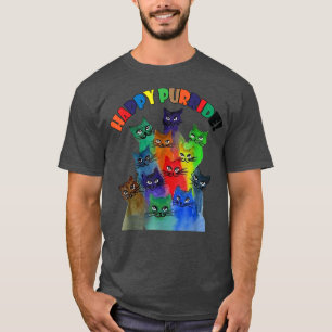 T-shirt Happy Purride LGBT Cats Rainbow Cat Kitten Gay Pri