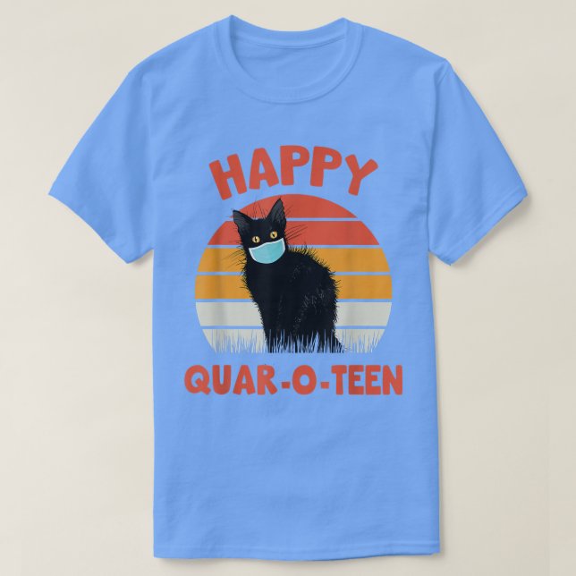 T-shirt Happy QuarOTeen Chat avec Masque Visage Masque Noi (Design devant)