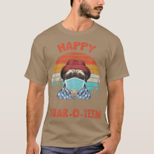 T-shirt Happy QuarOTeen Dog avec Face Mask Dog Halloween