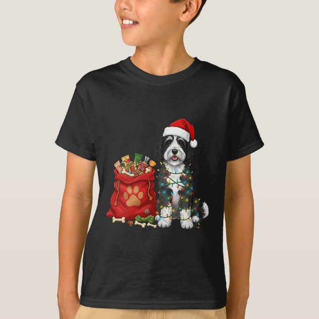 T-shirt Happy Sheepadoodle Christmas Lights Dog Mom Sheepa (Devant)