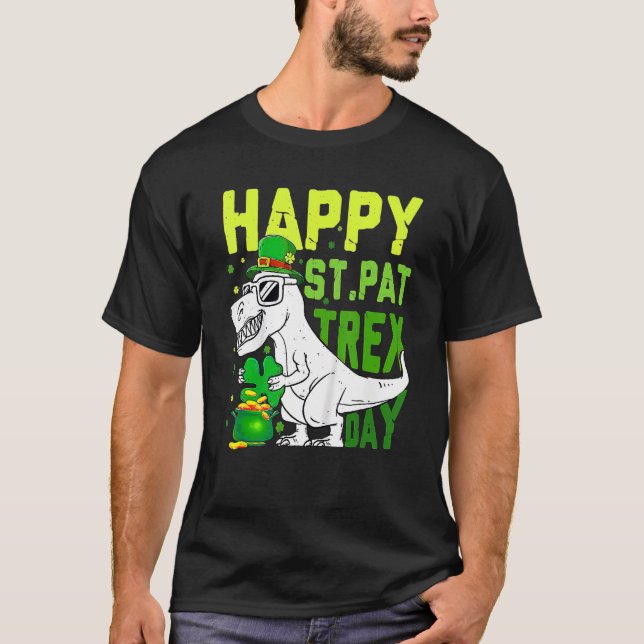 T-shirt Happy St PaT Rex Dinosaur Saint Patrick's Day For  (Devant)