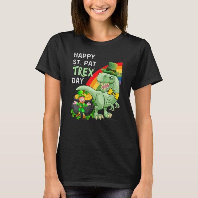T-shirt Happy St Pat T Rex Saint Patrick's Day Dinosaur (Devant)