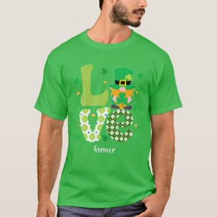 T-shirt Happy St Patrick Cute Lucky Funny Farmer Gnome Le