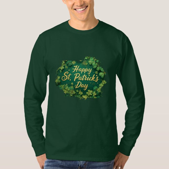 T-shirt Happy St. Patrick’s Day Clover Design (Devant)