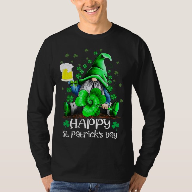 T-shirt Happy St Patrick s Day Gnome Tie Dye Shamrock (Devant)