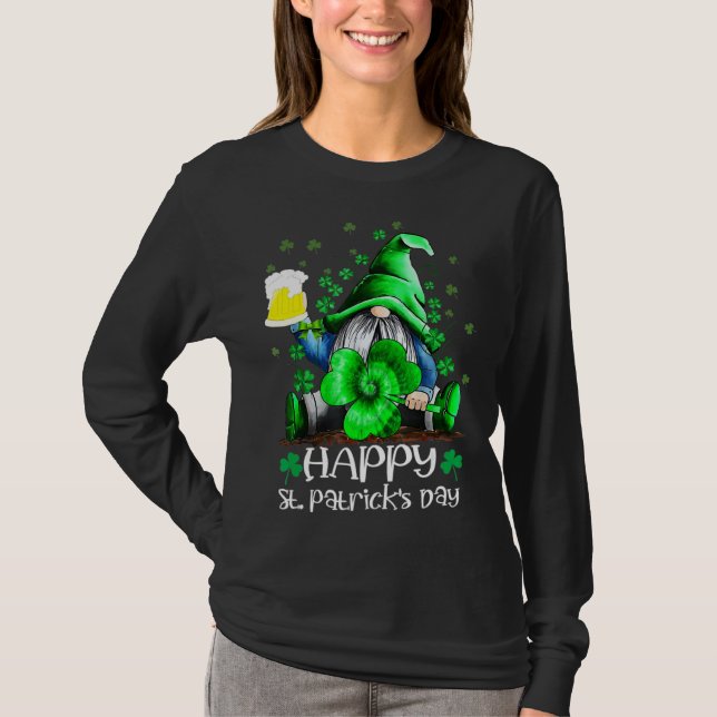 T-shirt Happy St Patrick s Day Gnome Tie Dye Shamrock (Devant)