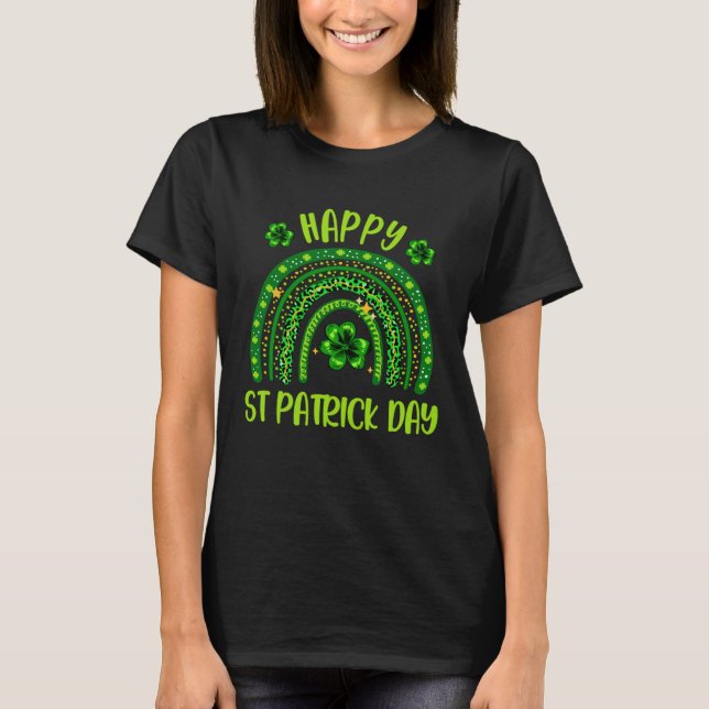 T-shirt Happy St Patrick s Day Lucky Shamrocks Rainbow Cel (Devant)