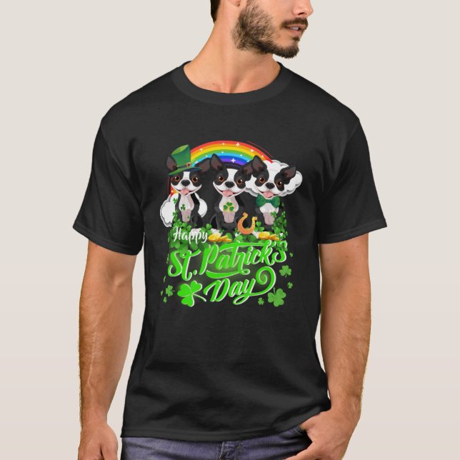T-shirt Happy St Patrick s Day Shamrock Leprechaun Boston  (Devant)