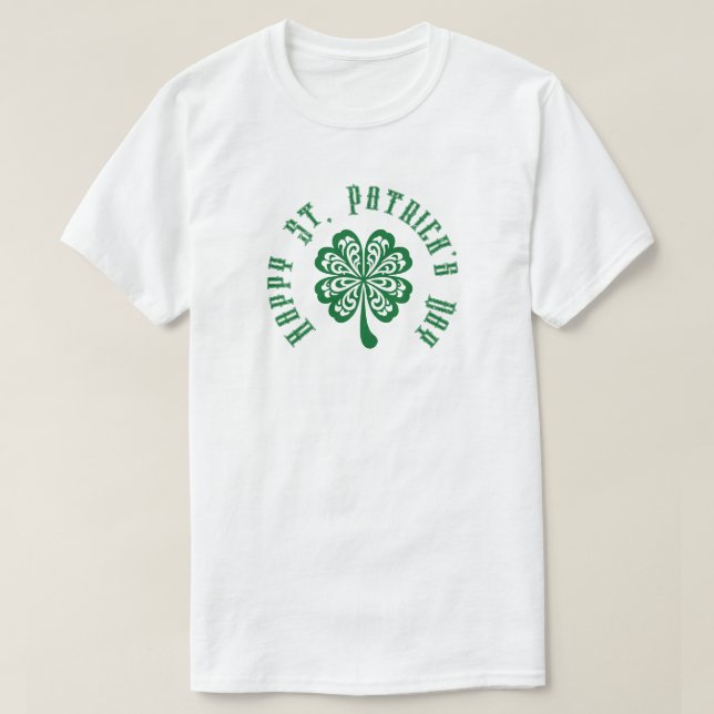 T-shirt Happy St. Patrick's Day - 4 Leaf Clover (Design devant)