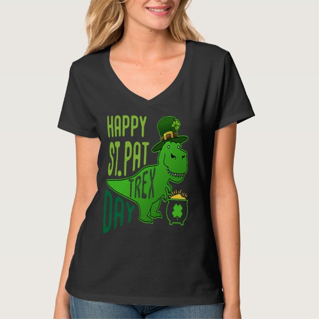 T-shirt Happy St Patricks Day Dinosaur Dino Saurus Irish S (Devant)