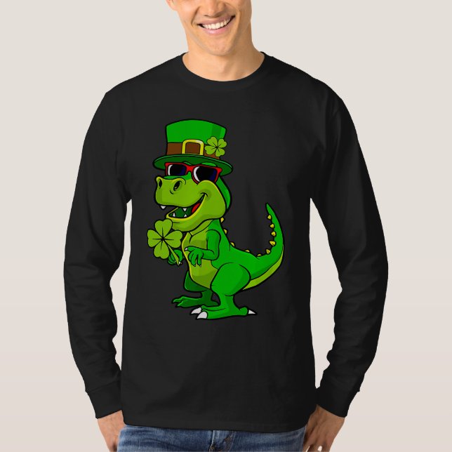 T-shirt Happy St Patrick's Day Dinosaur Rex Lucky Shamrock (Devant)