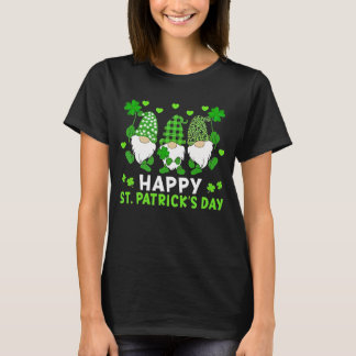 T-shirt Happy St Patricks Day Funny Gnomes Shamrock Leopar