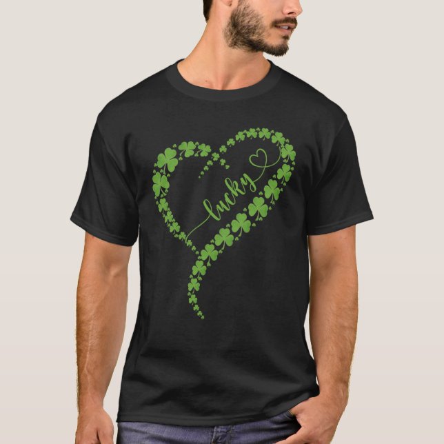 T-shirt Happy St Patrick's Day Lucky Shamrock Heart St Pat (Devant)