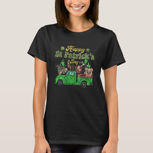 T-shirt Happy St Patrick's Day Pig Heifer Chicken Animals (Devant)