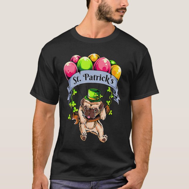 T-shirt Happy St Patricks Day Pug  Cute Pug (Devant)