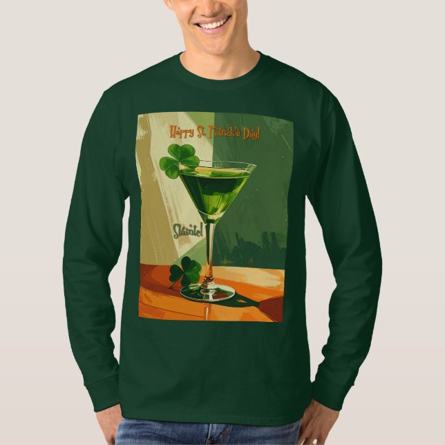 T-shirt Happy St. Patrick's Day Shamrock Martini  (Devant)