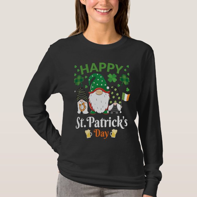 T-shirt Happy St Patrick's Day Three Gnome Irish Flag Sham (Devant)