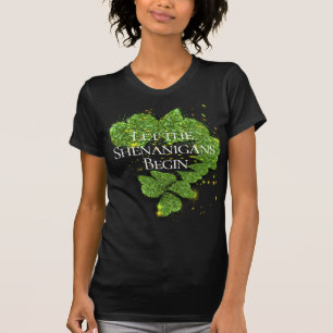 T-shirt Happy St Patty, Shamrocks verts Coeurs étincelan