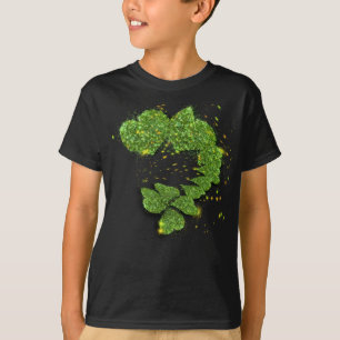 T-shirt Happy St Patty, Shamrocks verts Coeurs étincelan