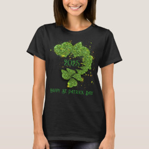 T-shirt Happy St Patty, Shamrocks verts Coeurs étincelan