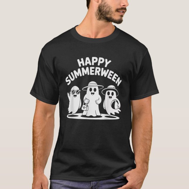 T-shirt Happy Summerween Ghosts Vibes Fun Halloween  (Devant)