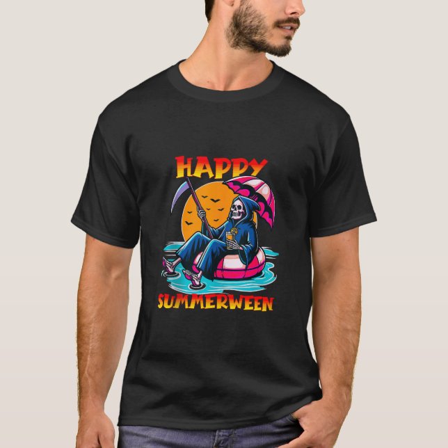 T-shirt Happy Summerween Grim Reaper Float Summer Hallowee (Devant)