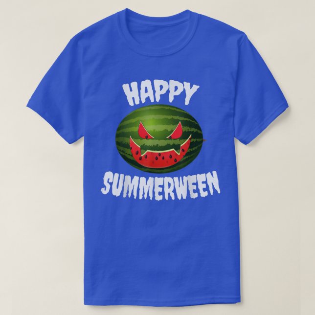T-shirt Happy Summerween Retro Watermelon Jack-o'-lantern (Design devant)