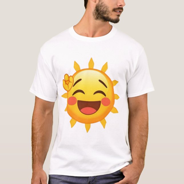 T-shirt Happy Sun Emoji - Gai et brillant (Devant)
