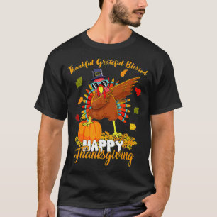 T-shirt Happy Thanksgiving Dabbing Turkey Day Men Women Ki