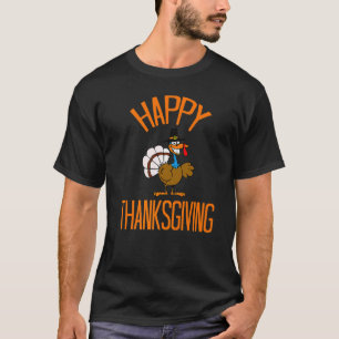 T-shirt Happy Thanksgiving Day Cute Pilgrim Turkey Men Wom