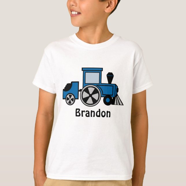 T-shirt Happy Tracks/ Moteur de train bleu (Devant)