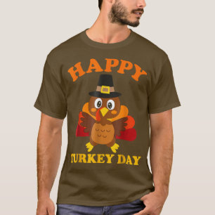 T-shirt Happy Turkey Day Cute Little Pilgrim Gift Thanksg