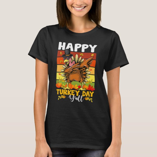 T-shirt HAPPY TURKEY DAY Dabbing Thanksgiving Day Boys Gir (Devant)