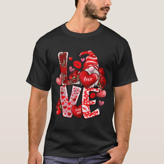 T-shirt Happy Valentine Gnome Heart Valentine's Day Couple (Devant)