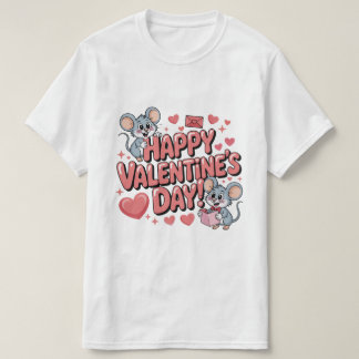 T-shirt happy-valentines-day-cute-mice-hearts-typography-t
