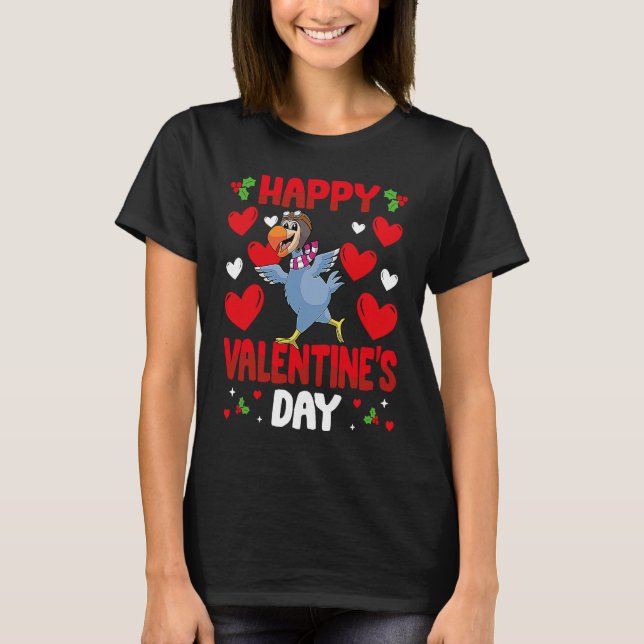 T-shirt Happy Valentines Day Dodo Bird Heart Love Animal (Devant)