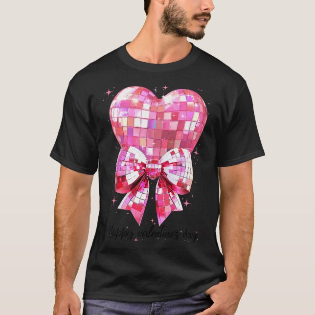 T-shirt Happy Valentine's Day Funny Coquette Disco Ball He (Devant)